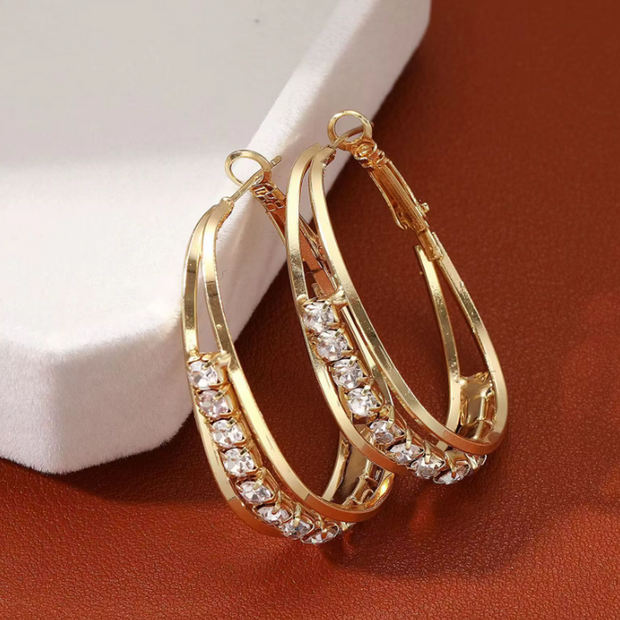 "UNIQUE": Orecchini a goccia con strass