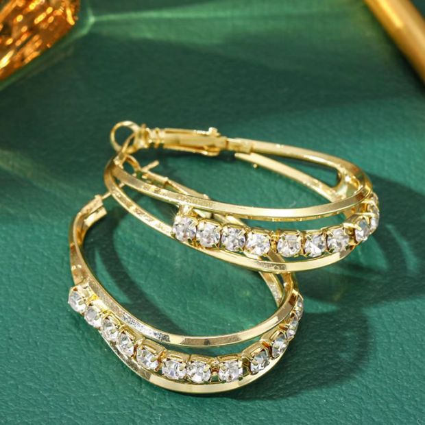 "UNIQUE": Orecchini a goccia con strass
