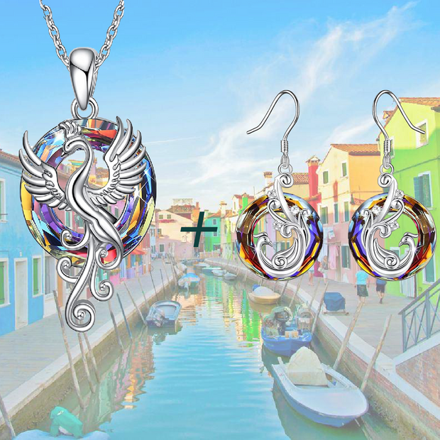 Collana e orecchini "FENICE" in vetro di MURANO